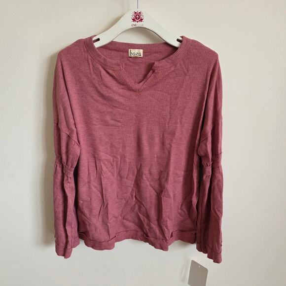 NEW dusty rose long sleeve top waffle knit size XL - Picture 2 of 5